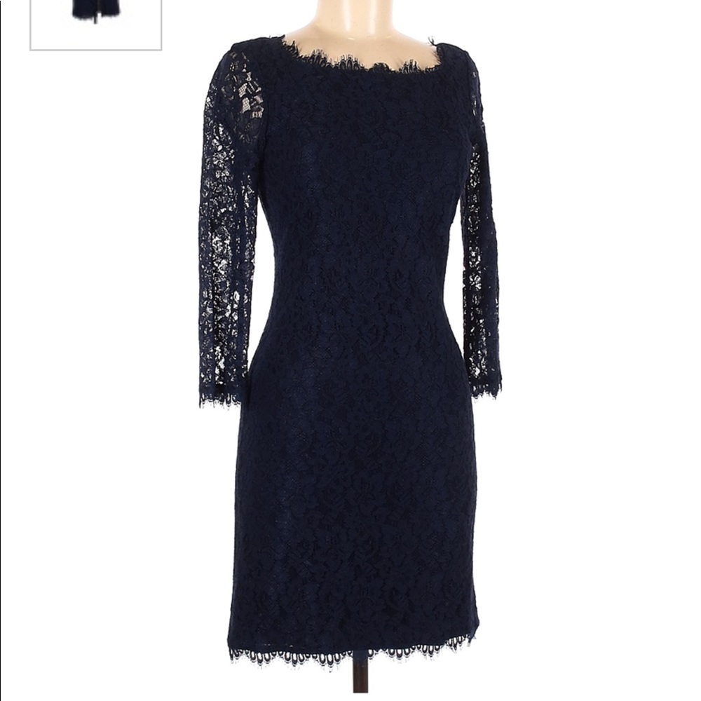 DVF iconic lace black dress size 2